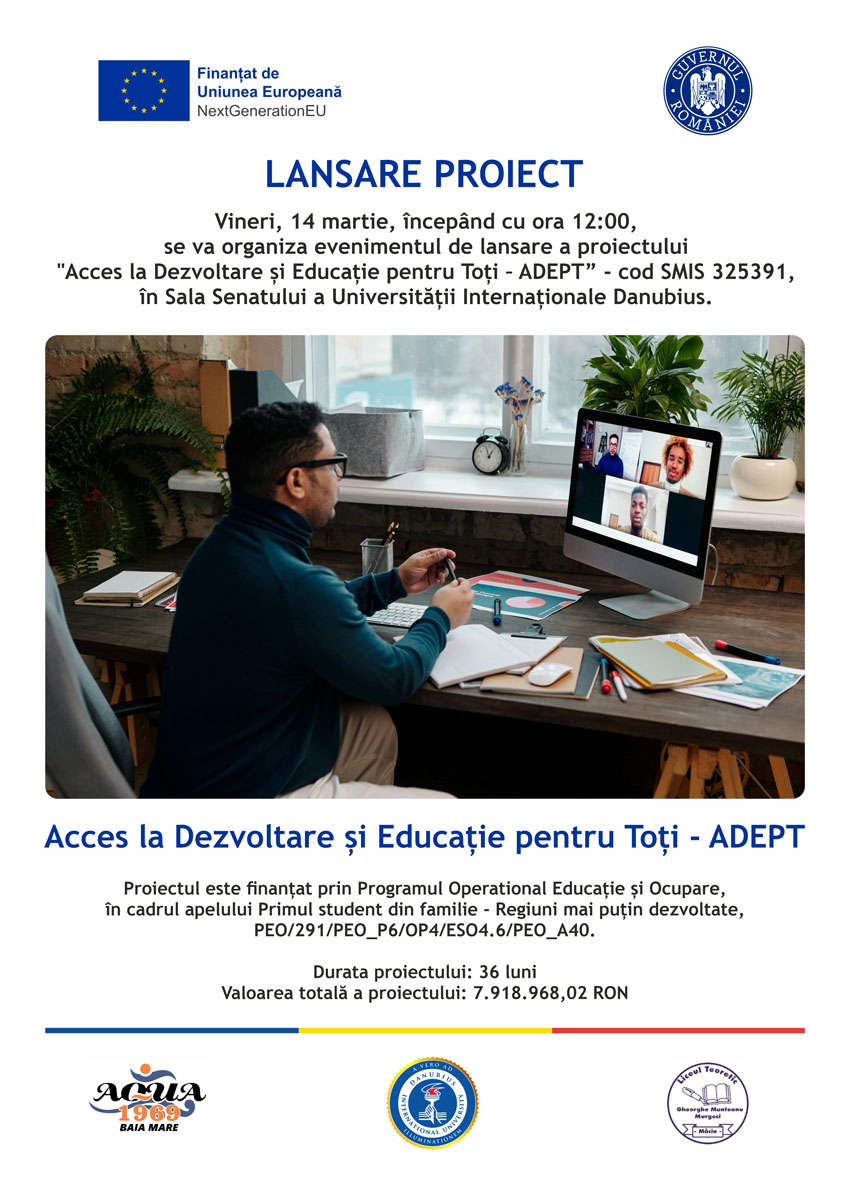 COMUNICAT LANSARE PROIECT -  "Acces la Dezvoltare si Educatie pentru Toti - ADEPT”